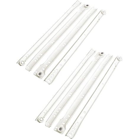 Coppia di guide bianche L35 non ammortizzate per cassetti e cassettiere