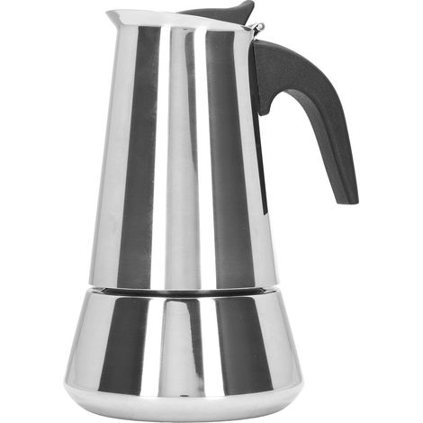 Moka-Kanne aus lebensmittelechtem Edelstahl, italienische Kaffeemaschine für den Herd, ideal für Zuhause, Reisen und Büro (304), Kanne Nr. 6, großer Bauch, 300 ml (1/5)