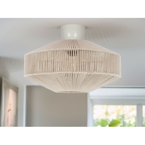 Boho Deckenleuchte SVEA Lampenschirm aus Baumwolle Beige, Ø 46cm