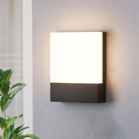 Lámpara de pared LED moderna para exteriores (1 unidad) - 24 W - Blanco cálido 3000 K - Cuadrada - Resistente al agua IP65 - Cableado fijo - Negra - Puerta principal - Patio - 1 unidad (1/4)
