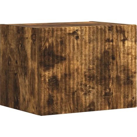 Mueble TV de pared moderno minimalista 60 x 31 x 29 cm con estantes prácticos de madera contrachapada roble ahumado 020054879 (1/5)