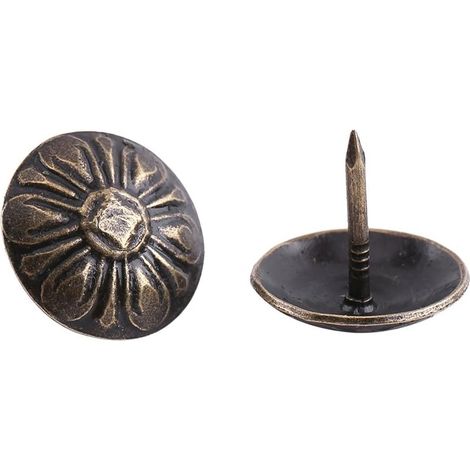 Punaises décoratives, 100 pcs Vintage diamètre de la tête en Laiton Marguerite Pouce Punaise punaises Meubles Clous pour Tapisserie d'ameublement Goujon décoratif(B-16x15mm) (1/5)