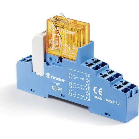 Interface 2RT 8A 24V AC étrier métalique bornes Push-in FINDER 48P580240060SMA
