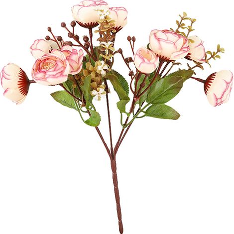 Bouquet De Camélia Artificiel En Soie - Décoration Mariage Et Maison - Style Européen Violet Champagne - 1 Pièce (1/2)