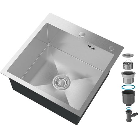 1 compartiment évier en acier 50x50 siphon chromé (1/5)