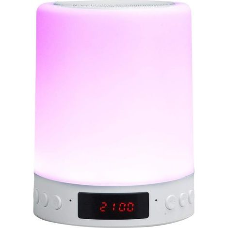 Alarm clock with Bluetooth speaker, Touch LED desk lamp with 7 colours and FM radio, for night light and ambient lighting in the bedroom. (1/5)
