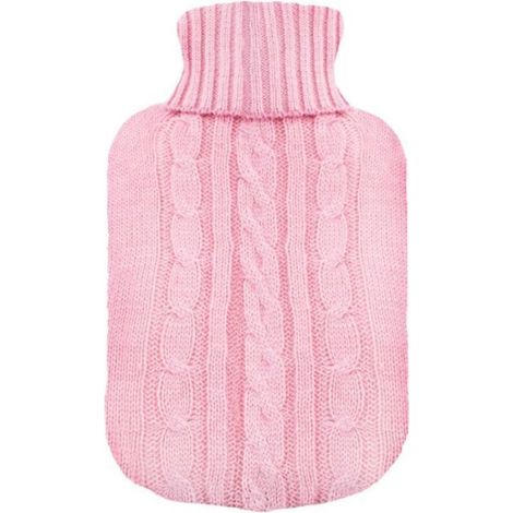Couverture tricotée pour bouteille d'eau chaude Isolant tricoté rose - Couverture uniquement (bouteille d'eau chaude non comprise)
