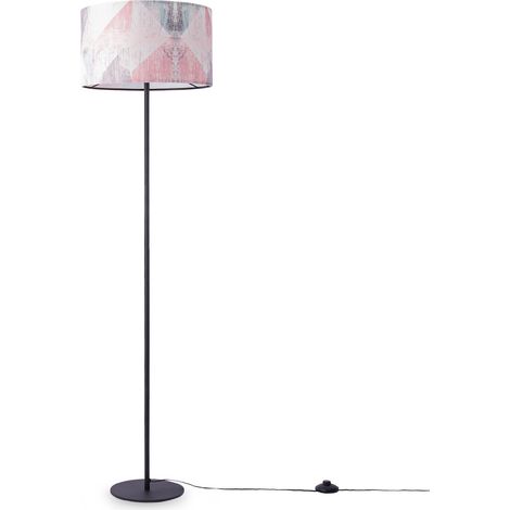 Paco Home Stehlampe Standleuchte Wohnzimmer Schlafzimmer E27 Hell Pastell Vintage Mehrfarbig (Ø38cm), Stehleuchte - Schwarz