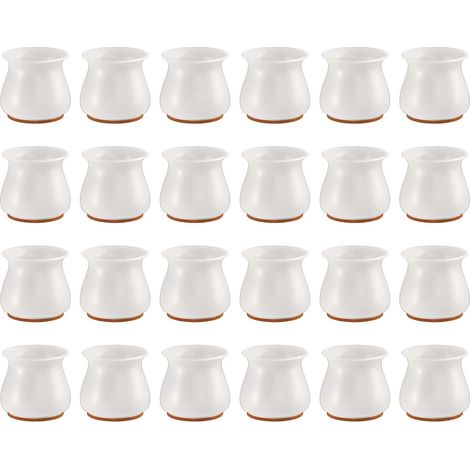 Lot de 24 protège-pieds de chaise en silicone avec patins en feutre (1/4)