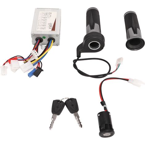 Guidon universel 48V 800W argent noir, poignée rotative d'accélérateur et kit de serrure électrique pour porte (1/5)