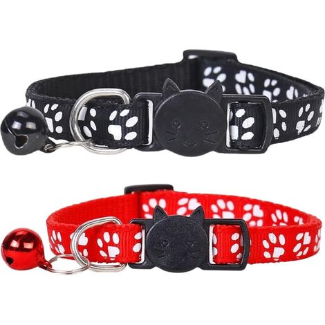 2 Pièces Collier pour Chaton Anti etranglement, Réglable Collier pour Chat Chaton Chiot avec Clochette et Boucle de Sécurité, 19-32cm (1/5)