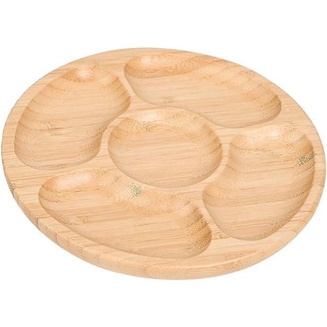 Plateau en bois, plateau alimentaire en bois, ustensiles de cuisine, plateaux en bois compartimentés, plateau à fruits divisé, plateau rond pour pain, apéritifs, pâtisseries, fête-20x20cm (1/5)