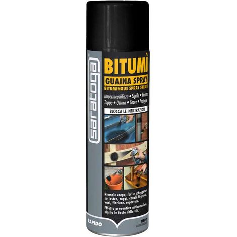 SARATOGA BITUMI GUAINA BITUMINOSA SPRAY 500 ML IMPERMEABILIZZA SIGILLANTE BITUME - Colore: NERO (1/7)