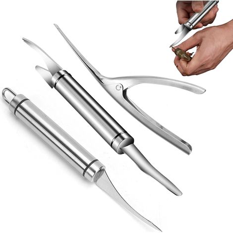 3 Pièces Decortiqueur Crevettes, Eplucheur Crevette Tout En 1, Eplucheur De Crevettes En Acier Inoxydable, Éplucheur De Crevettes5 En 1 Pour Des Produits Tels Que (1/5)