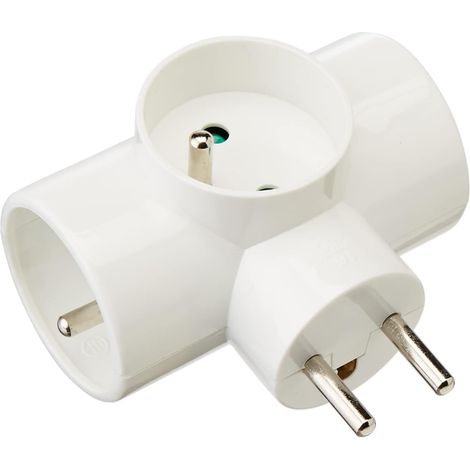 Rallonge Electrique MultIPrise electrique - Prise MultIPrise - Adaptateur MultIPrise - TrIPlette électrique - TrIPlite Laterale 3 Socl 2P+T 16A D4.8mm +Ecl Blanc Vrac (1/2)