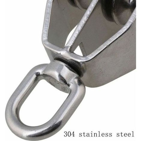 Bloc Poulie Double - Acier Inoxydable 304 - M32 Diamètre Roue 32 mm - Charge Max 250 kg - Pour Usine Construction Exploitation Minière - 1 Pièce (1/4)
