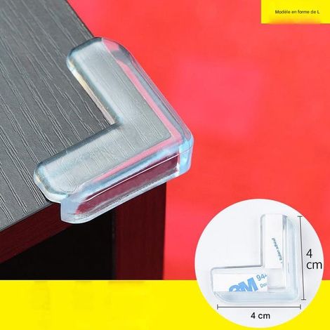 Lot de 12 protections d'angle transparentes pour meubles, tables et angles pour enfants (pour taille L (adhésif 3M) 40 x 40 x 17 mm) (1/5)