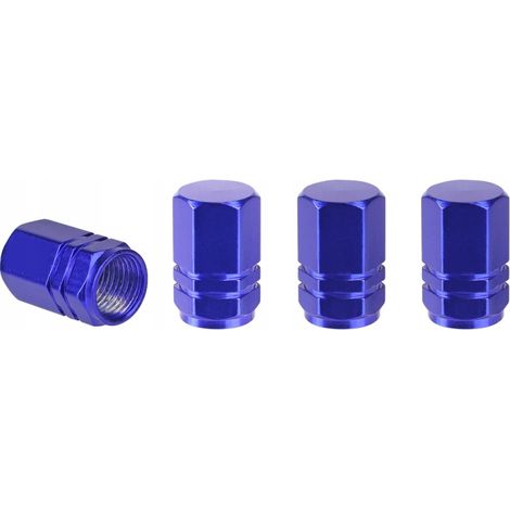 Tapones de válvula azules, 4 unidades, aluminio. (1/5)
