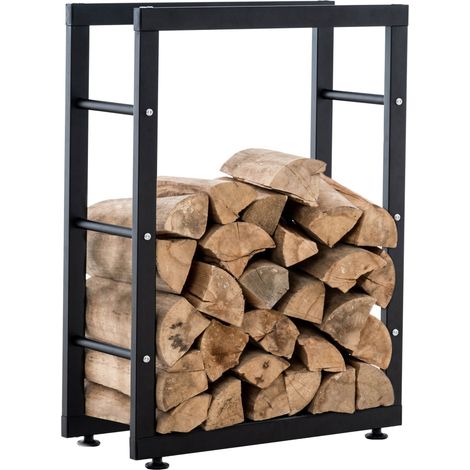Porte-bûches pour bois de cheminée Keri V2 noir