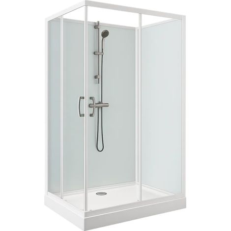 Cabine de douche Izi Glass2 Leda - Carrée - Portes coulissantes - Verre transparent - 90 x 90 cm (1/4)