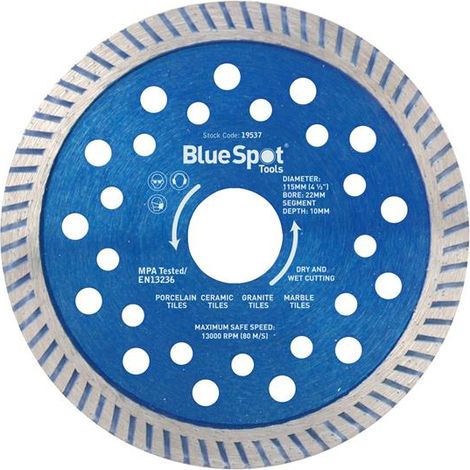 BlueSpot Tools 19537 Turbo Cutting Disc 115 x 22mm B/S19537 (1/2)