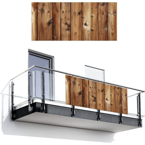 Balcony Privacy Banner Wood - Shelves - Brown 200x90 cm (1/4)