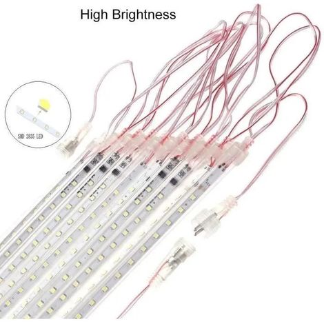 Guirlande lumineuse Pluie de Météores, bleue, 8 tubes de 30 cm, LED, étanche, décoration de jardin extérieur (1/4)