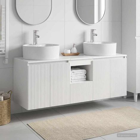 vidaXL Bathroom Cabinet Set 3 pcs High Gloss White 49.5 x 44.5 x 65 cm (1/5)