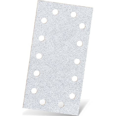 MENZER White Carte abrasive velcrate, 230 x 115 mm, 14 fori, p. Levigatrici orbitali, Corindone normale (50 Pz.) G80