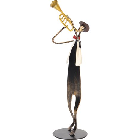 Statue de trompettiste - Sculpture moderne abstraite en métal faite main représentant un musicien - Décoration pour salon, bureau ou étagère