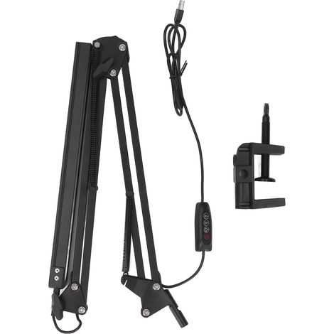 Lampe de bureau LED à bras pivotant réglable, lumière de soin des yeux, lecture USB multi-joint avec pince (1/5)