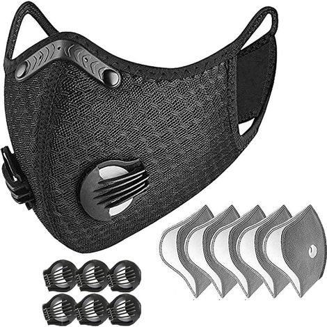6-lagige Maske mit Ventil, 6 Filter, wiederverwendbare CREA-Baustellen-Atemschutzmaske
