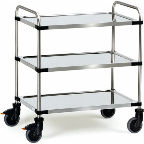 fetra Chariot en acier inoxydable 5019 - Capacité 150 kg, pneus TPE