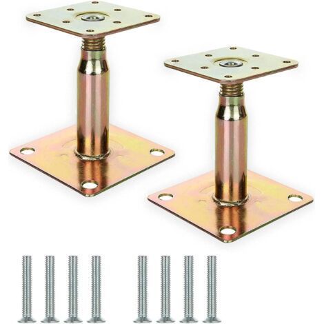 Lote de 2 soportes de poteau surélevés réglables galvanizados de 100 a 150 mm - Pour la construcción - Doré (1/5)