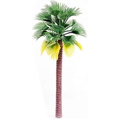 Modèle de paysage de forêt tropicale en plastique, feuilles de palmier artificielles, noix de coco, décoration miniature (15 cm) (1/5)