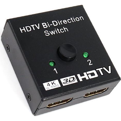 Boîtier bidirectionnel HDTV 4K @ 60 Hz, répartiteur 2 x 1 pour consoles de jeu, projecteurs, Plug & Play, commutateur HDTV sans alimentation externe pour téléviseurs et moniteurs (1/5)