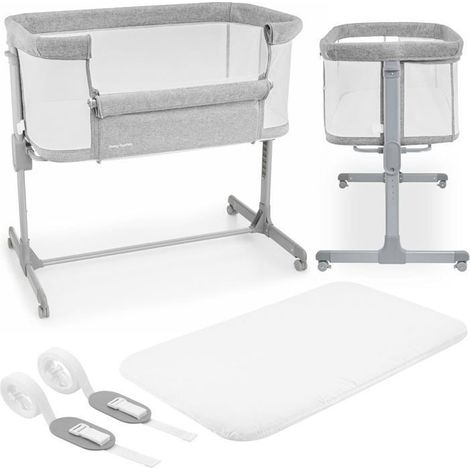Lit bébé cododo parapluie 3 en 1 - Gris - Lin - 60 x 120 cm