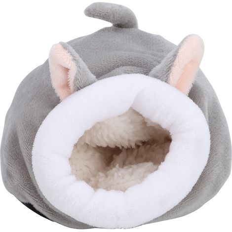 Nid Douillet en Coton pour Hamster, Maison Chaude Petite pour Animaux, Cage Souris Jouet (Gris) (1/5)