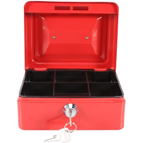 Coffre-fort portable en fer pour pièces de monnaie, mini et verrouillable, pour la maison (rouge) (1/5)