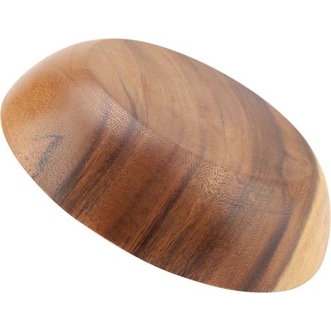 Bol en bois d'acacia massif pour salade, soupe, riz, fait main, ustensile de cuisine (20 x 4,5 cm) (1/5)