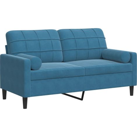 Canapé 2 places,Sofa pour Salon,Banquette avec oreillers décoratifs bleu 140 cm velours CFW374208