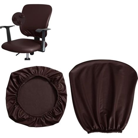 Housse de chaise en 2 pièces, antidérapante, pour chaise de bureau, avec dossier amovible et lavable, compatible avec les chaises de bureau et les chaises pivotantes. (1/5)