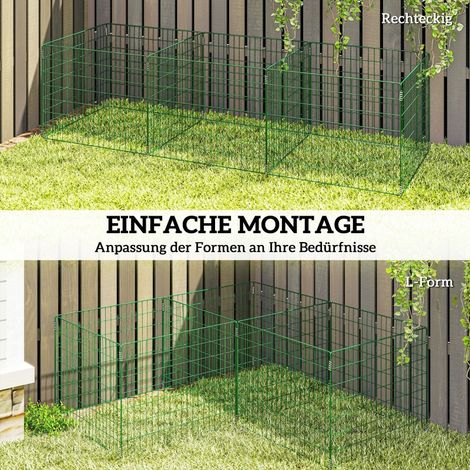 Composteur rapide 1680 L, 270 x 90 x 70 cm, 3 modules en acier vert résistant aux intempéries pour jardin. (1/5)