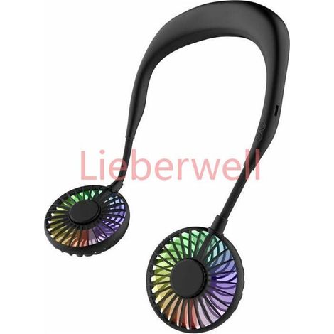 3 Speeds, Neck Fan, Mini Rechargeable USB Fan, Dual Head, for Office, Camping, Outdoor (1/4)