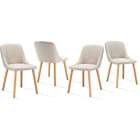 Goeurvant Sillas de comedor modernas con cojín de asiento grueso, respaldo ergonómico y patas de madera, Estilo y comodidad en uno - Juego de 4 - Beige (1/5)
