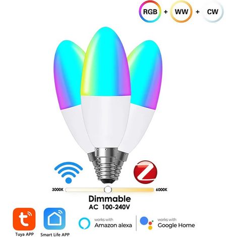 Tuya Lampadina LED Smart Zigbee E14 a Candela RGBCW (1/5)