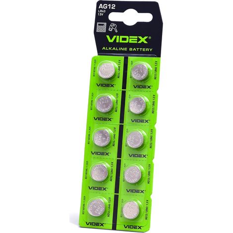 Blíster de 10 pilas alcalinas Videx AG12/LR43.