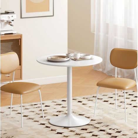 Mesa de comedor redonda 80x80x75 cm de DMF y acero Blanco FloraGrace (1/5)