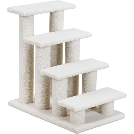 Goplus – Escalier pour chat et chien 4 étages en panneaux de particules et laine d’agneau – Dimensions 60,5 x 41 x 60,5 cm – Beige (1/5)