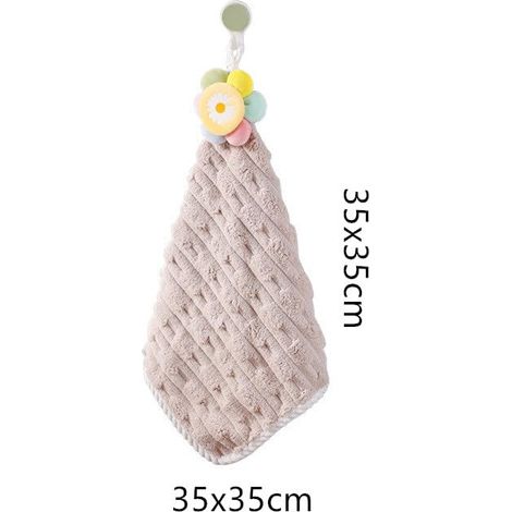 Lot de 3 serviettes absorbantes en polaire corail, 35 x 35 cm, à suspendre, pour la maison, la cuisine et la salle de bain. (1/4)